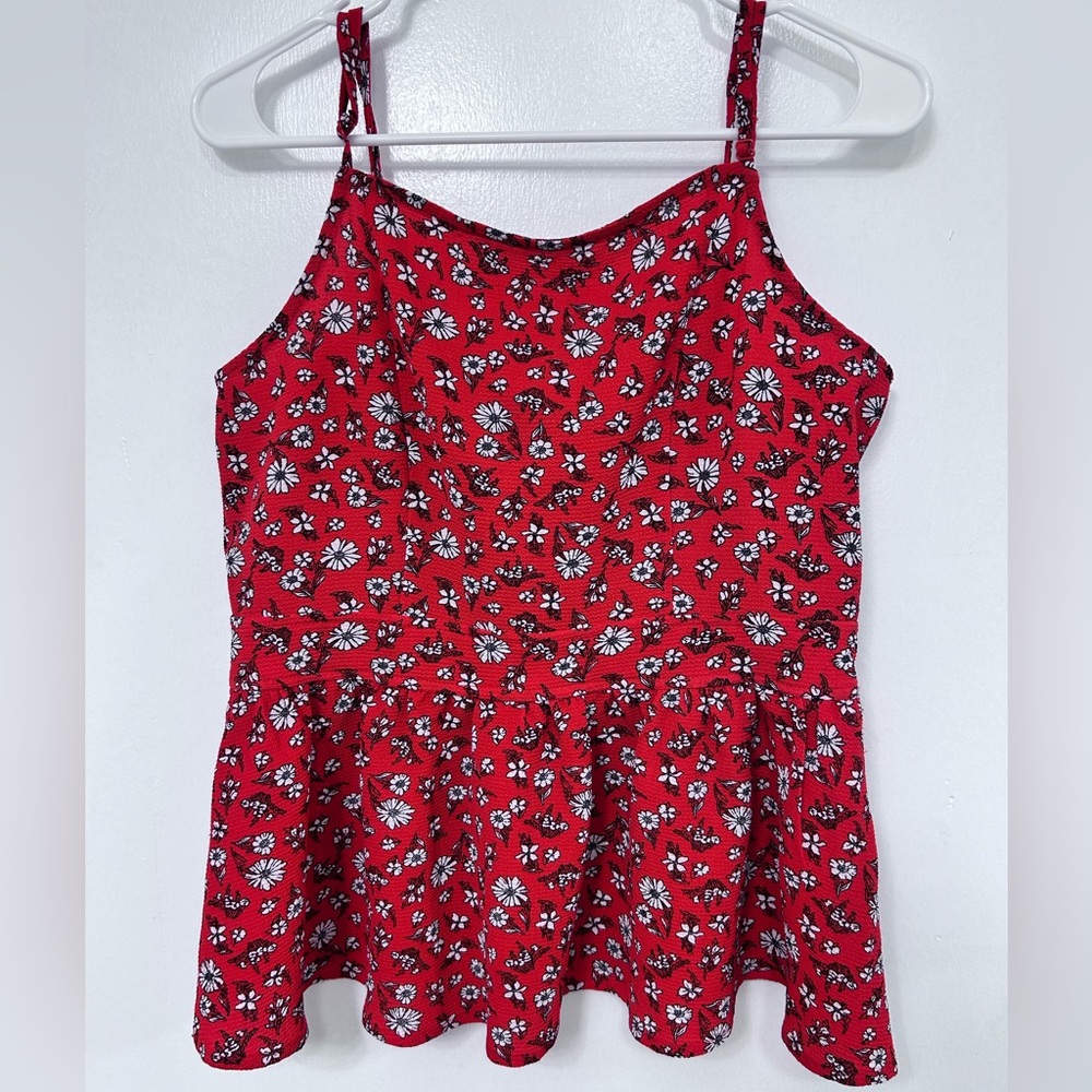 Jun & Ivy Red and White Floral Tank Top Blouse